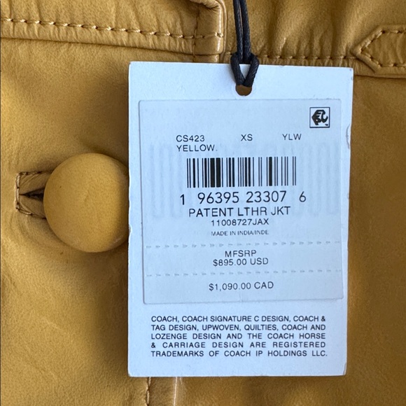 NWT Coach Women's Mustard Patent Leather Jacket. XS. $895 - Picture 4 of 13